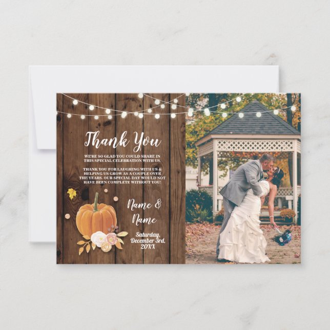 Carte de remerciement Photo Lumières Citrouille Bo (Devant)