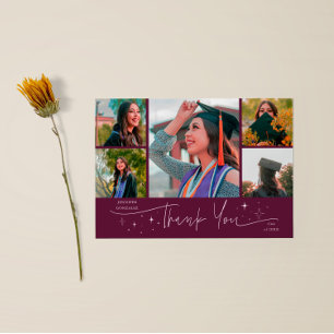 Carte de remerciement photo multi-diplômé Twinkle 