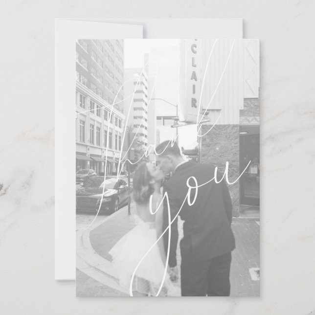 Carte de remerciement photo plate à scénario minim (Devant)