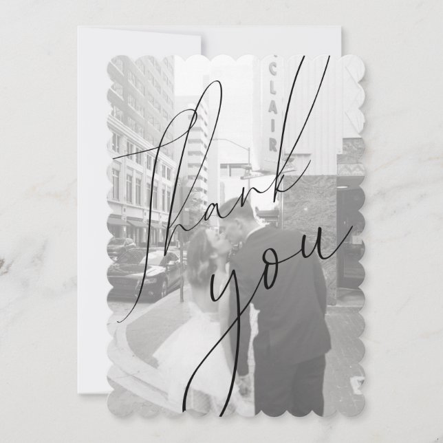 Carte de remerciement photo plate à scénario minim (Devant)