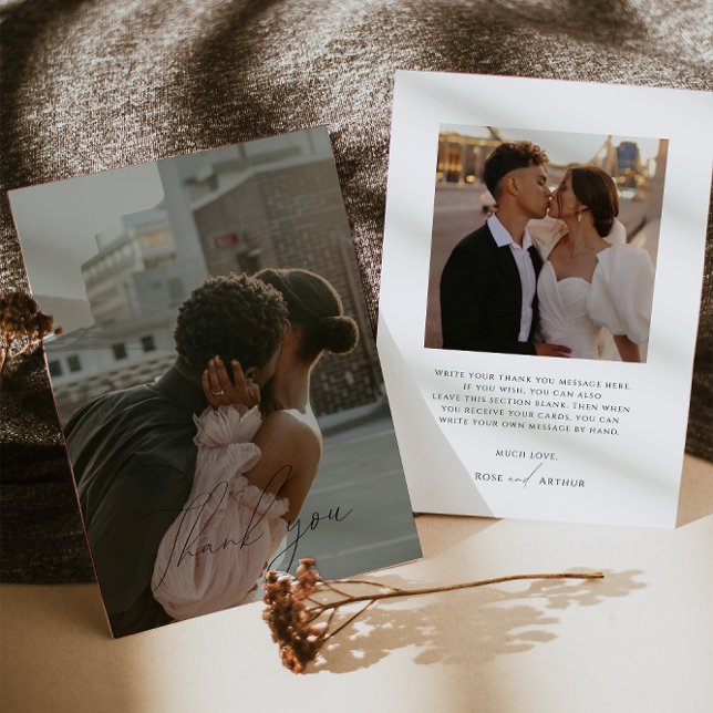 Carte de remerciement photo plate à script minimal (Créateur téléchargé)