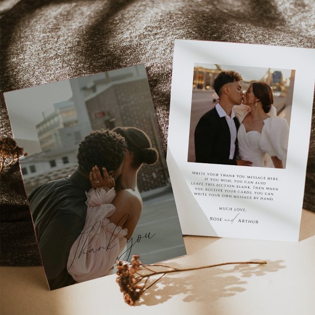 Carte de remerciement photo plate à script minimal (Créateur téléchargé)