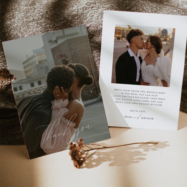 Carte de remerciement photo plate à script minimal (Créateur téléchargé)