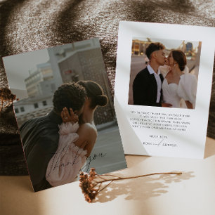 Carte de remerciement photo plate avec script mini