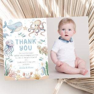 Carte de remerciement photo pour baby shower sur l