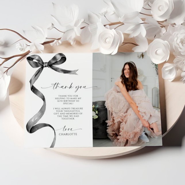 Carte de Remerciement Photo Ruban Noir (Créateur téléchargé)