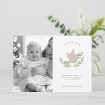 Carte de remerciement photo unisexe Colombe avec b