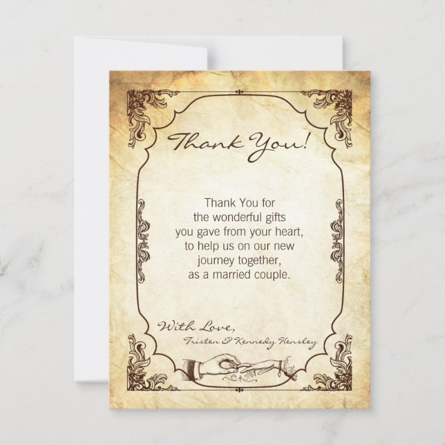 Carte de Remerciement Plate 4x5 Cérémonie Vintage  (Devant)