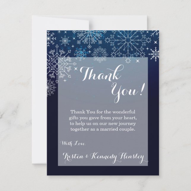 Carte de remerciement plate 4x5 Flocons de neige d (Devant)