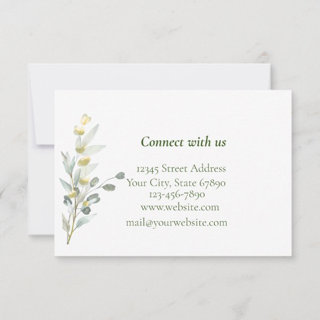 Carte de remerciement plate Boho Floral 3,5 " x 5" (Dos)