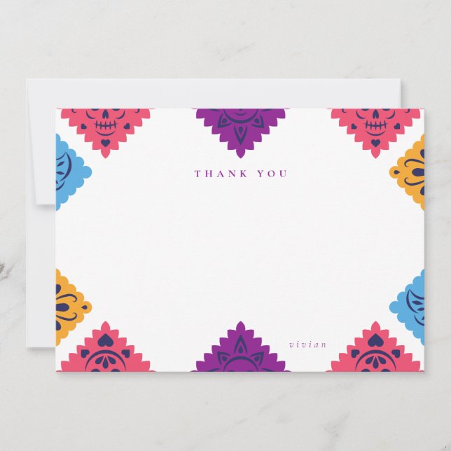 Carte de remerciement plate festive mexicaine (Devant)