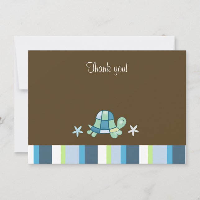 Carte de remerciement plate marron moderne Turtle  (Devant)