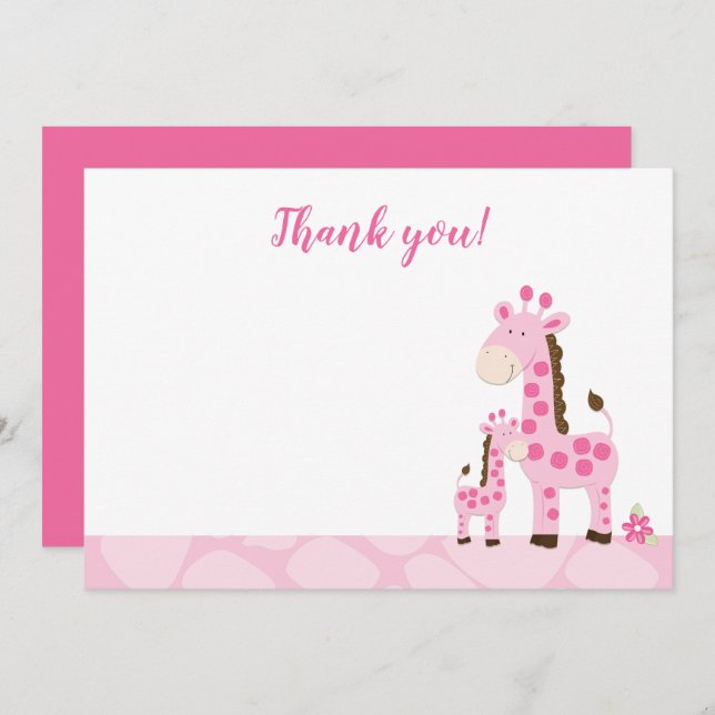 Carte de remerciement plate pour Baby Shower Maman (Devant / Derrière)