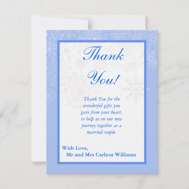 Carte de remerciement plate pour mariage Snowflake (Devant)
