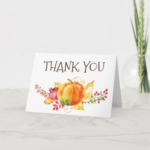 Carte de remerciement pliée aquarelle citrouille a