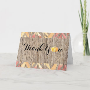 Carte de remerciement pliée en bois rustique avec 
