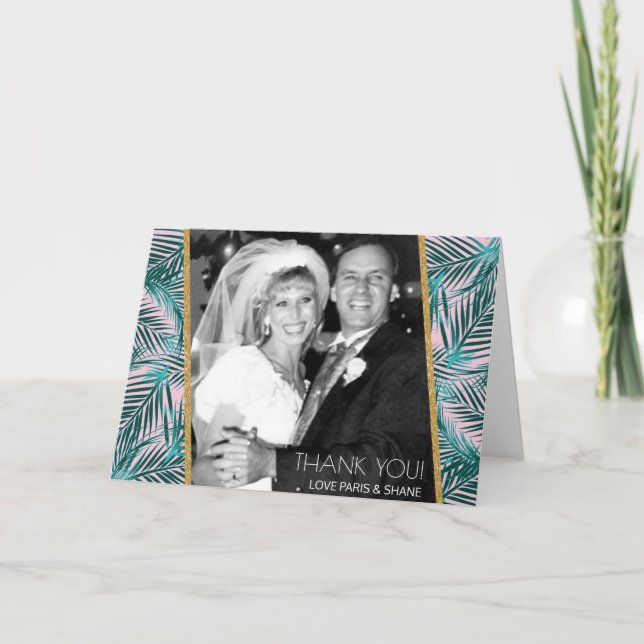 Carte de remerciement pliée Palm rose 5x7 (Devant)