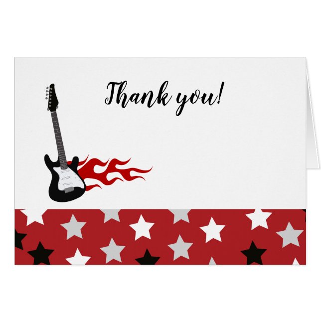 Carte de remerciement pliée Red Rock Star (Devant Horizontal)
