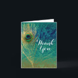 Carte de remerciement plumes de paon bleu sarcelle<br><div class="desc">Carte de remerciement plumes de paon bleu sarcelle or Bohème.  Personnalisez comme vous le souhaitez. Vous pouvez ajouter du texte à l'intérieur ou la laisser vierge pour écrire quelque chose vous-même.</div>