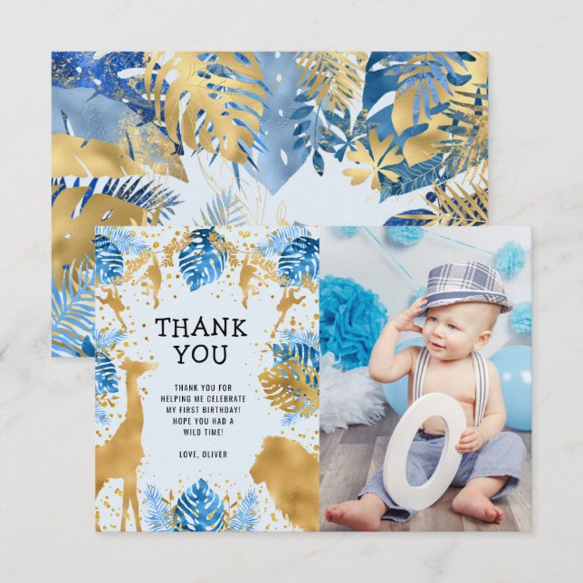 Carte de remerciement pour 1er anniversaire Photo  (Devant / Derrière)