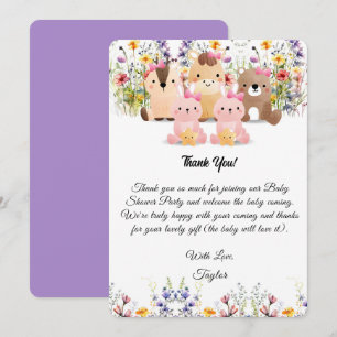 Carte de remerciement pour Animaux Bébés Mignons &