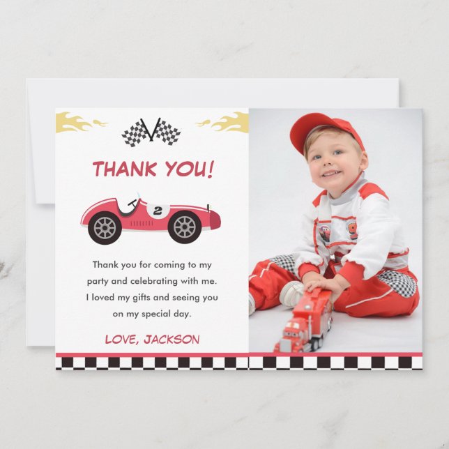 Carte de remerciement pour anniversaire de garçon  (Devant)