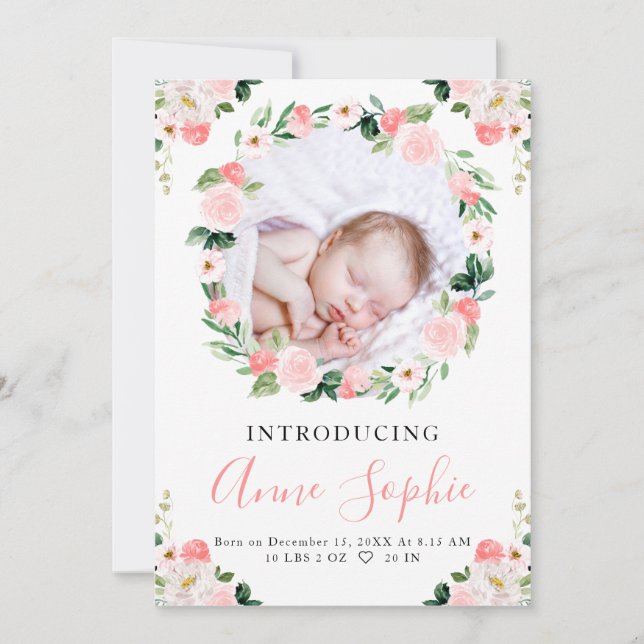 Carte de remerciement pour annonce de naissance à  (Devant)