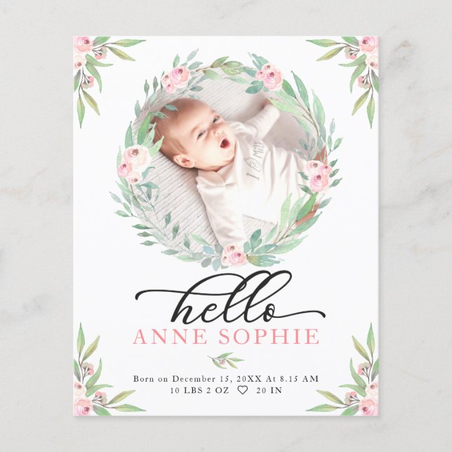Carte de Remerciement pour Annonce de Naissance Bu (Devant)