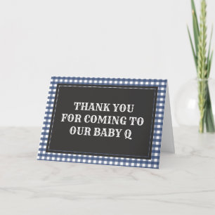 Carte de remerciement pour Baby Shower à carreaux