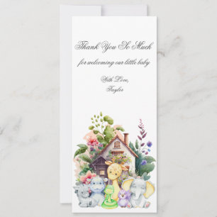 Carte de Remerciement pour Baby Shower Animaux Mig