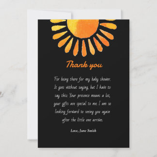 Carte de remerciement pour baby shower avec rayons