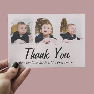 Carte de remerciement pour Baby Shower avec trois