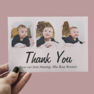 Carte de remerciement pour Baby Shower avec trois