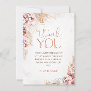 Carte de remerciement pour baby shower Bohème herb