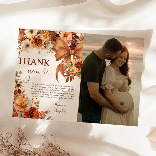 Carte de remerciement pour Baby Shower Bohème Rust