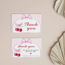 Carte de remerciement pour Baby Shower Cherry on T