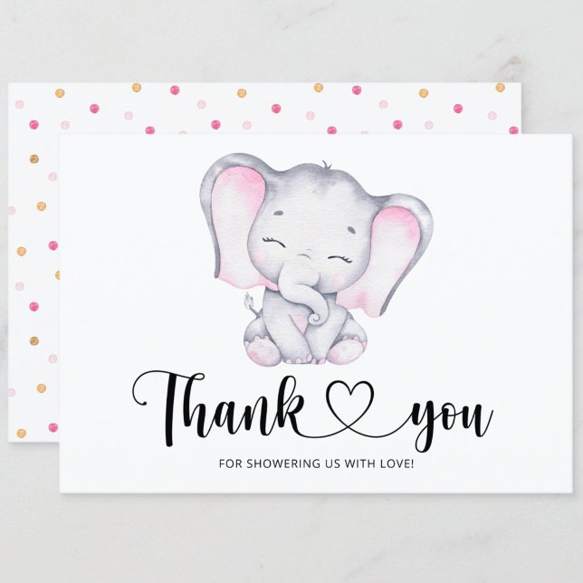 Carte de remerciement pour baby shower éléphant ro (Créateur téléchargé)