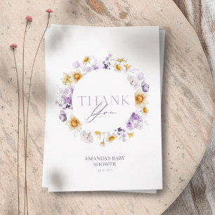 Carte de remerciement pour Baby Shower Floral