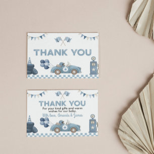 Carte de remerciement pour Baby Shower garçon bleu