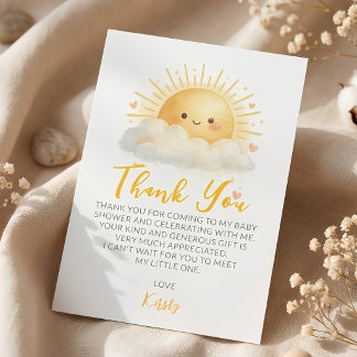 Carte de remerciement pour baby shower genre neutr