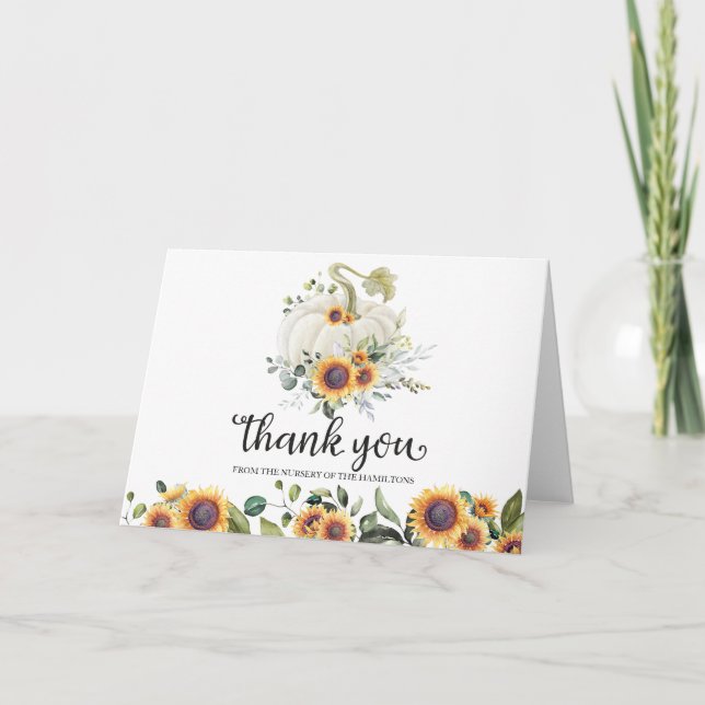 Carte de remerciement pour Baby Shower Greenery Pu (Devant)