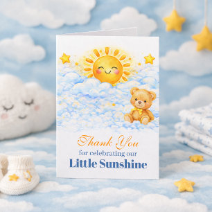 Carte de remerciement pour Baby Shower Nuages Bleu