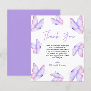Carte de remerciement pour Baby Shower Papillon Mi