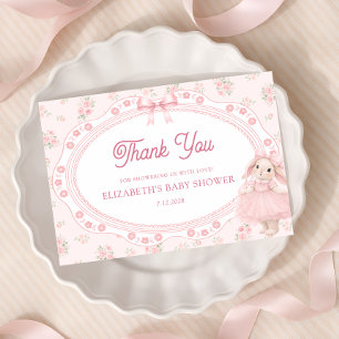 Carte de remerciement pour Baby Shower Pink Bunny