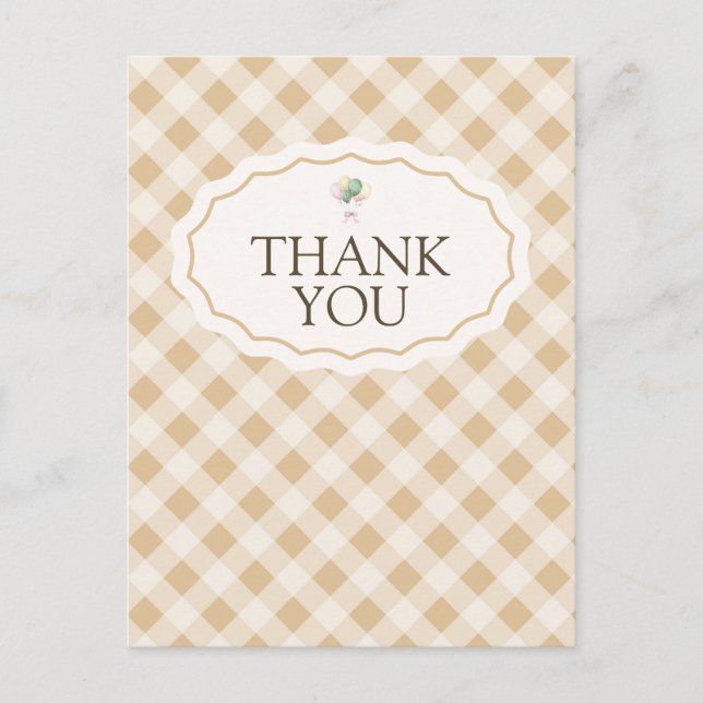Carte de remerciement pour Baby Shower Plaid Goose (Devant)
