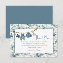 Carte de remerciement pour Baby Shower pour garçon