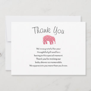 Carte de remerciement pour Baby Shower Pretty Pink