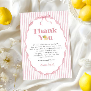 Carte de remerciement pour Baby Shower thème citro