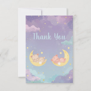 Carte de remerciement pour bébé jumeaux avec anima