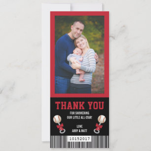 Carte de remerciement pour billet de sport, Baseba